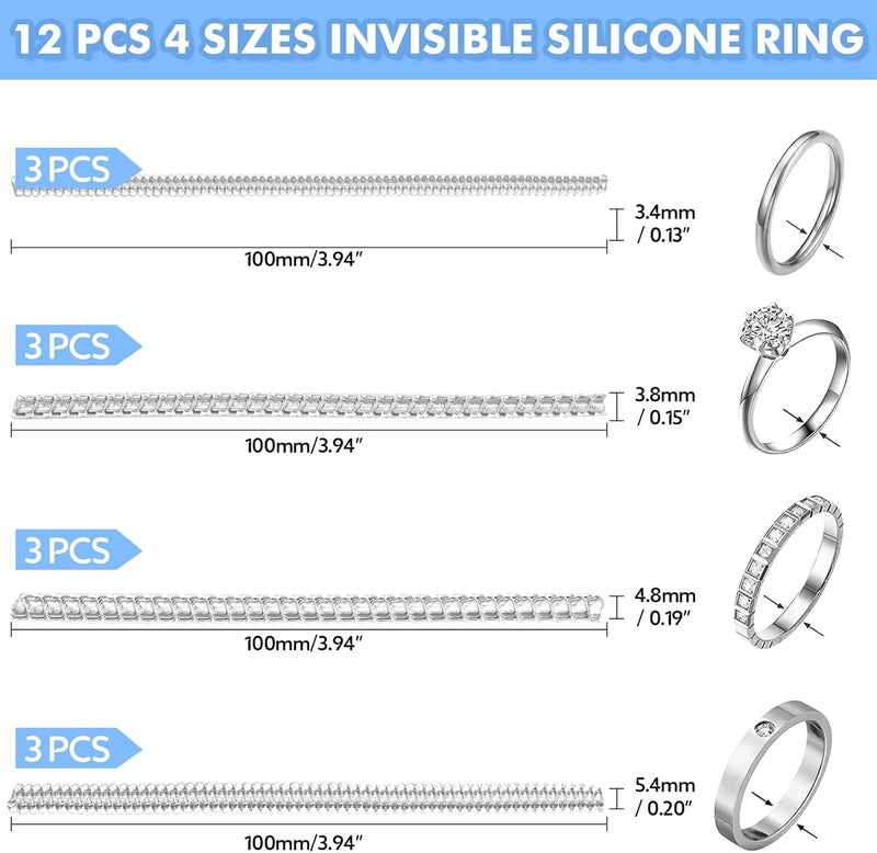 Anpro Ring Size Adjuster for Loose Rings, 4 Style for Different Band Widths Ring Sizer Adjuster Set, w/Polishing Cloth,Ring Size Measuring Tool - Image 2